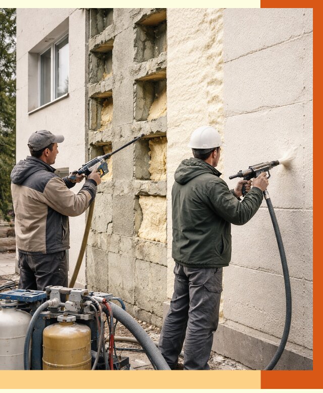 Заполнение пустот фасада в Керчи от 4595 руб. — утепление пустот облицовки | ТепломастерКрч